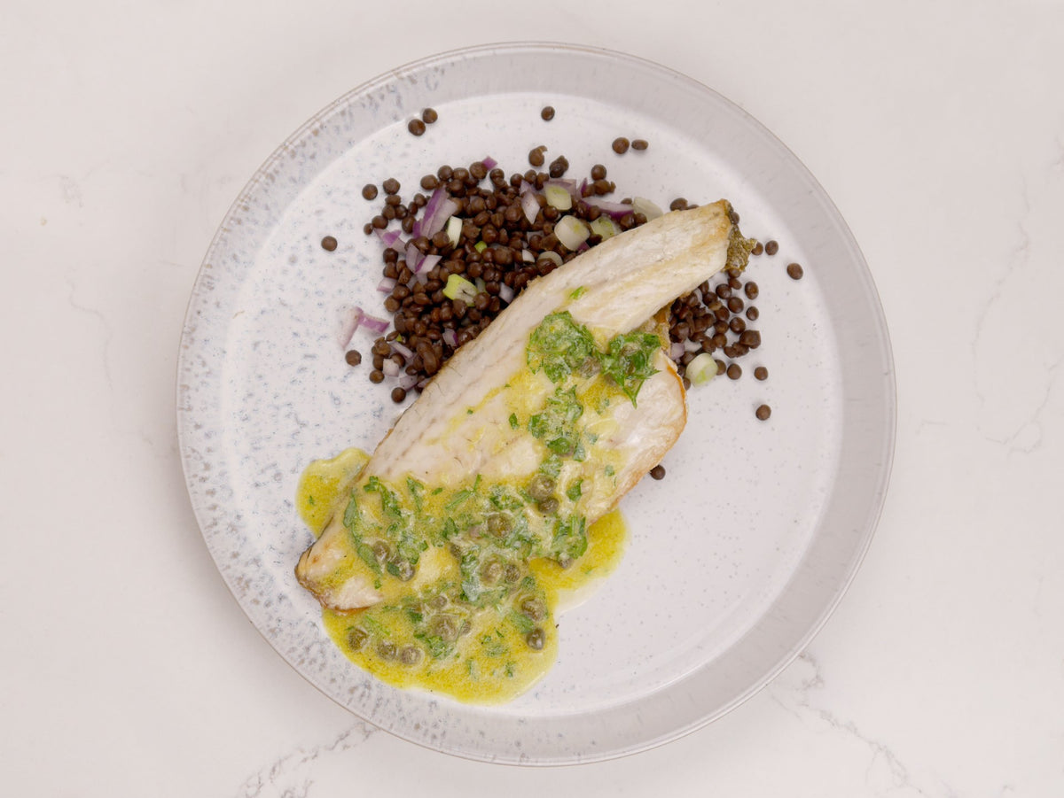 Panfried Sea Bass with Lemon & Caper Dressing Caught & Delivered