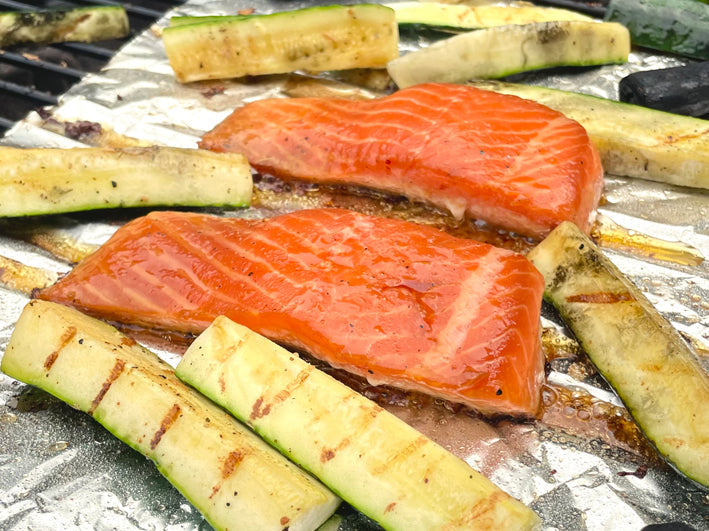 Barbecued Sea Trout Supremes with Charred Courgette