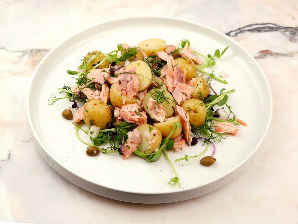 Smoked Trout and Warm Potato with Tarragon & Shallot Dressing